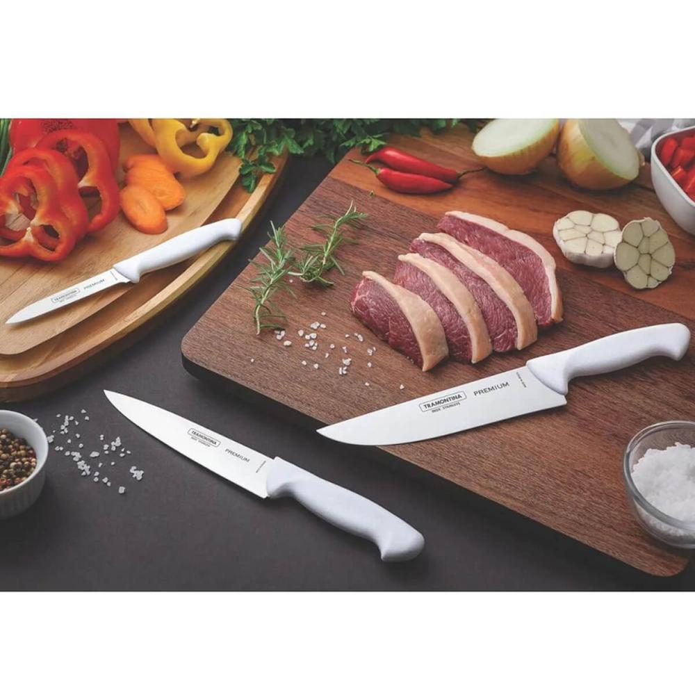 Jogo De Facas 3 Peças Premium Inox Tramontina Legumes Carnes