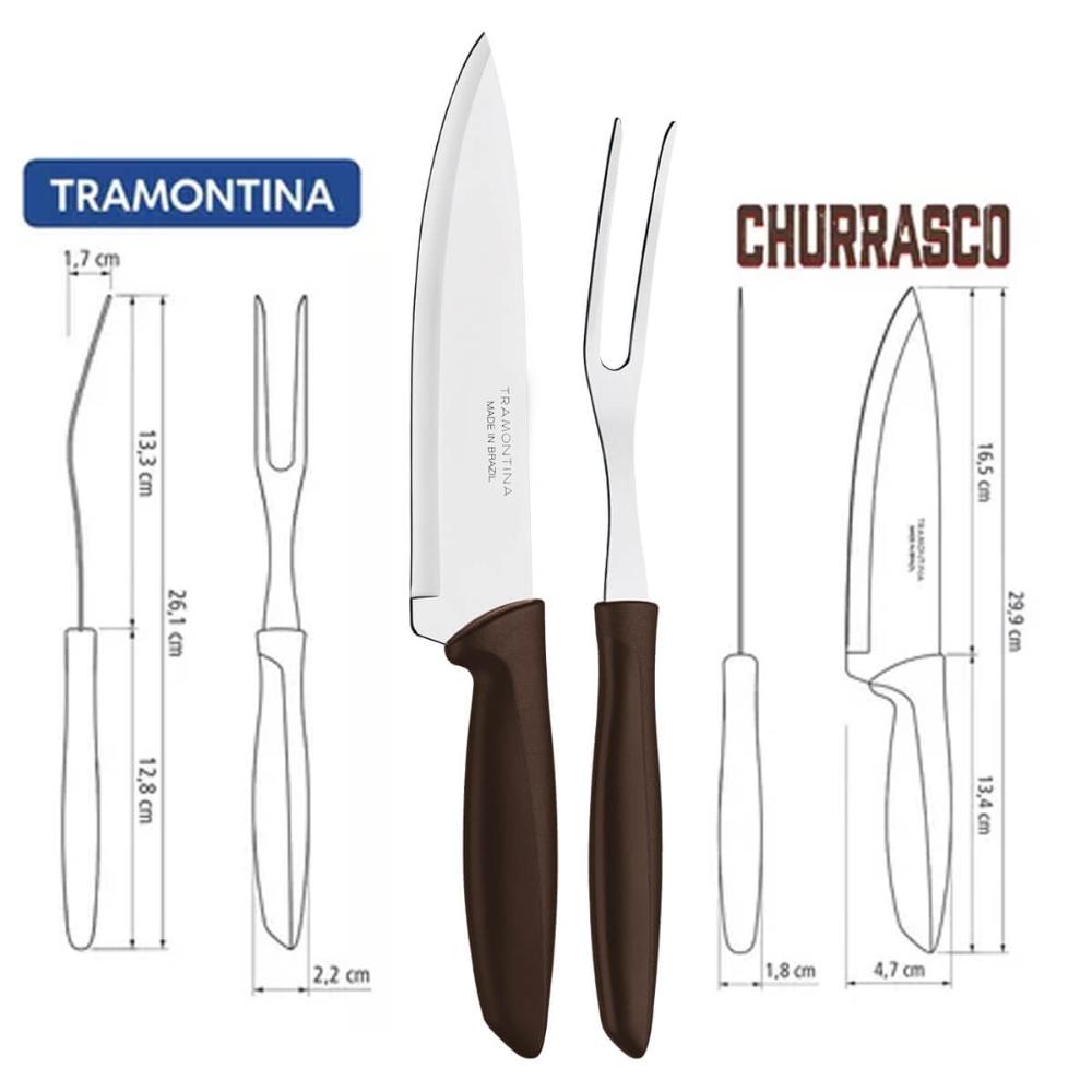 Jogo Faca Churrasco 7' e Garfo Trinchante Tramontina Plenus