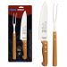 Jogo Tramontina Garfo Trinchante e Faca 8'' Churrasco Inox Cabo Madeira Natural 2 Peças