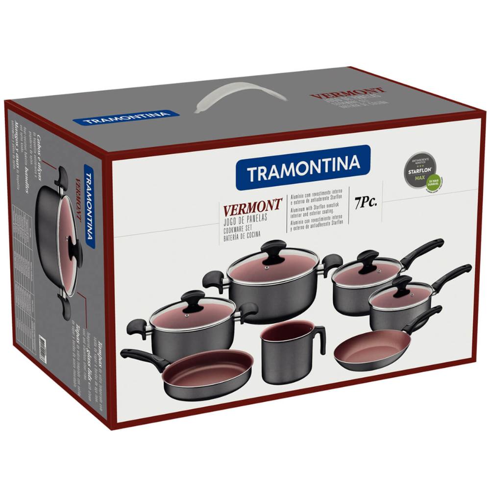 Jogo de Panelas Tramontina Vermont 7 Peças Antiaderente Tamp