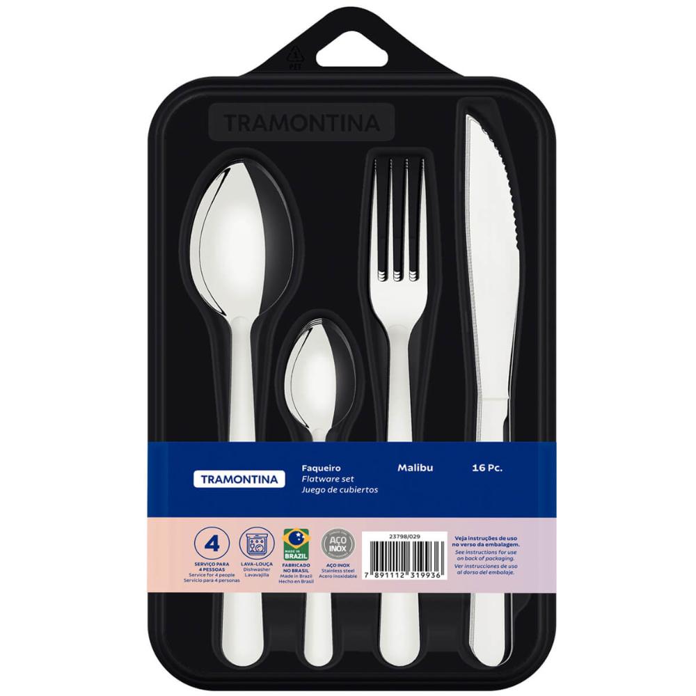 Jogo de Talheres Tramontina Faqueiro Inox Malibu 16 peças Co