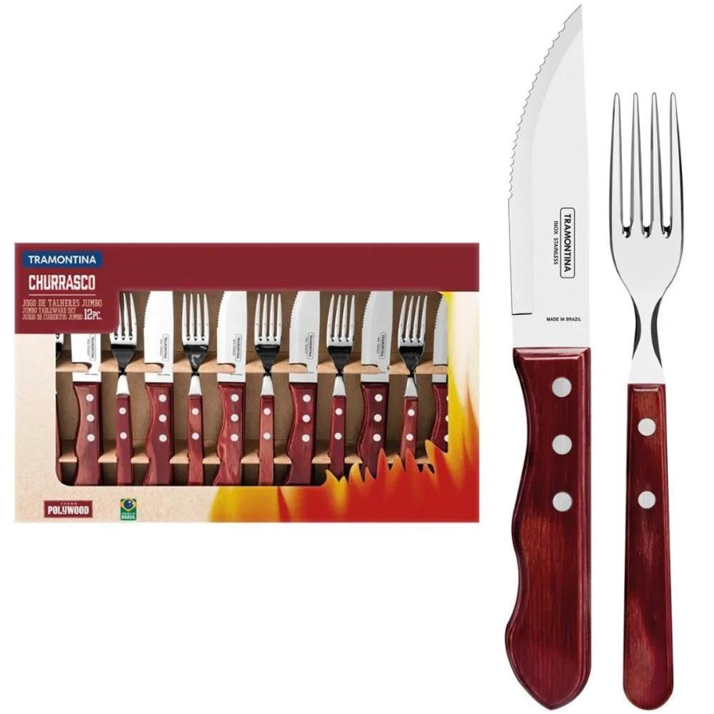 Jogo de Talheres para Churrasco Jumbo Tramontina em Aço Inox