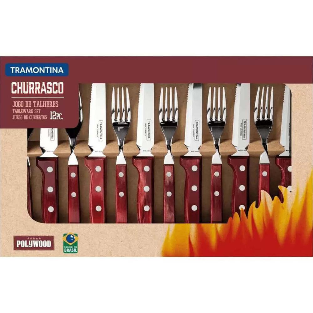 Jogo de Talheres para Churrasco Jumbo Tramontina em Aço Inox