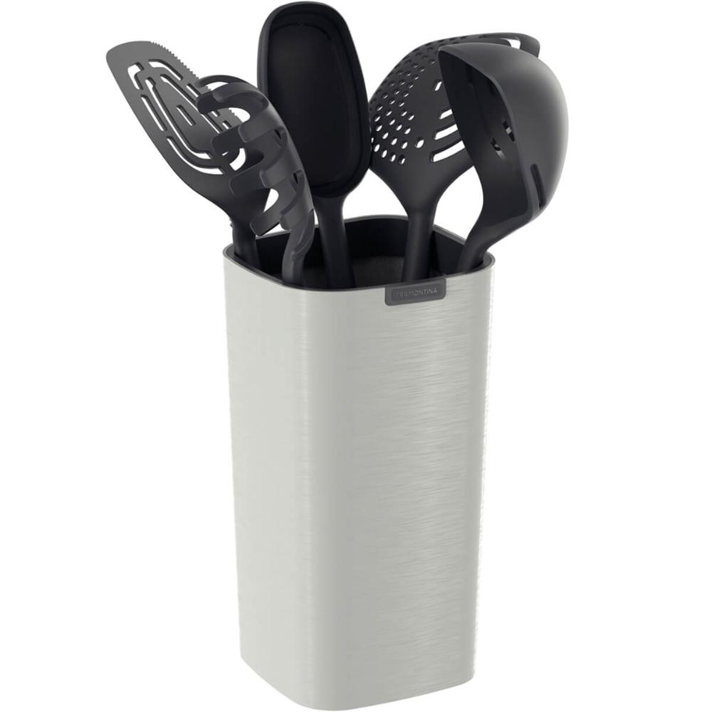 Jogo de Utensílios Tramontina Verano Nylon Colher Concha Escumadeira Pegador Espátula Suporte