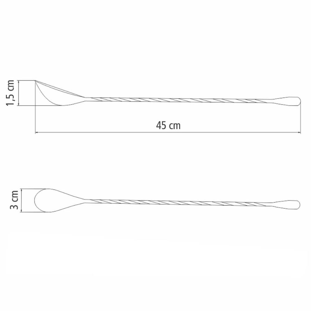 Kit 12 Colheres Bailarina Tramontina Espiral 45cm Mexer Suco Drink Coquetel Aço Inox