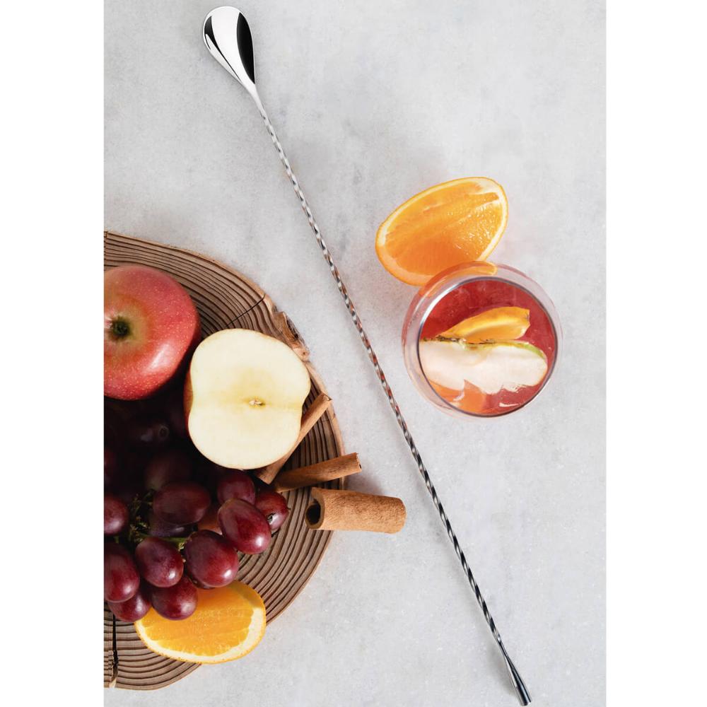 Kit 12 Colheres Bailarina Tramontina Espiral 45cm Mexer Suco Drink Coquetel Aço Inox