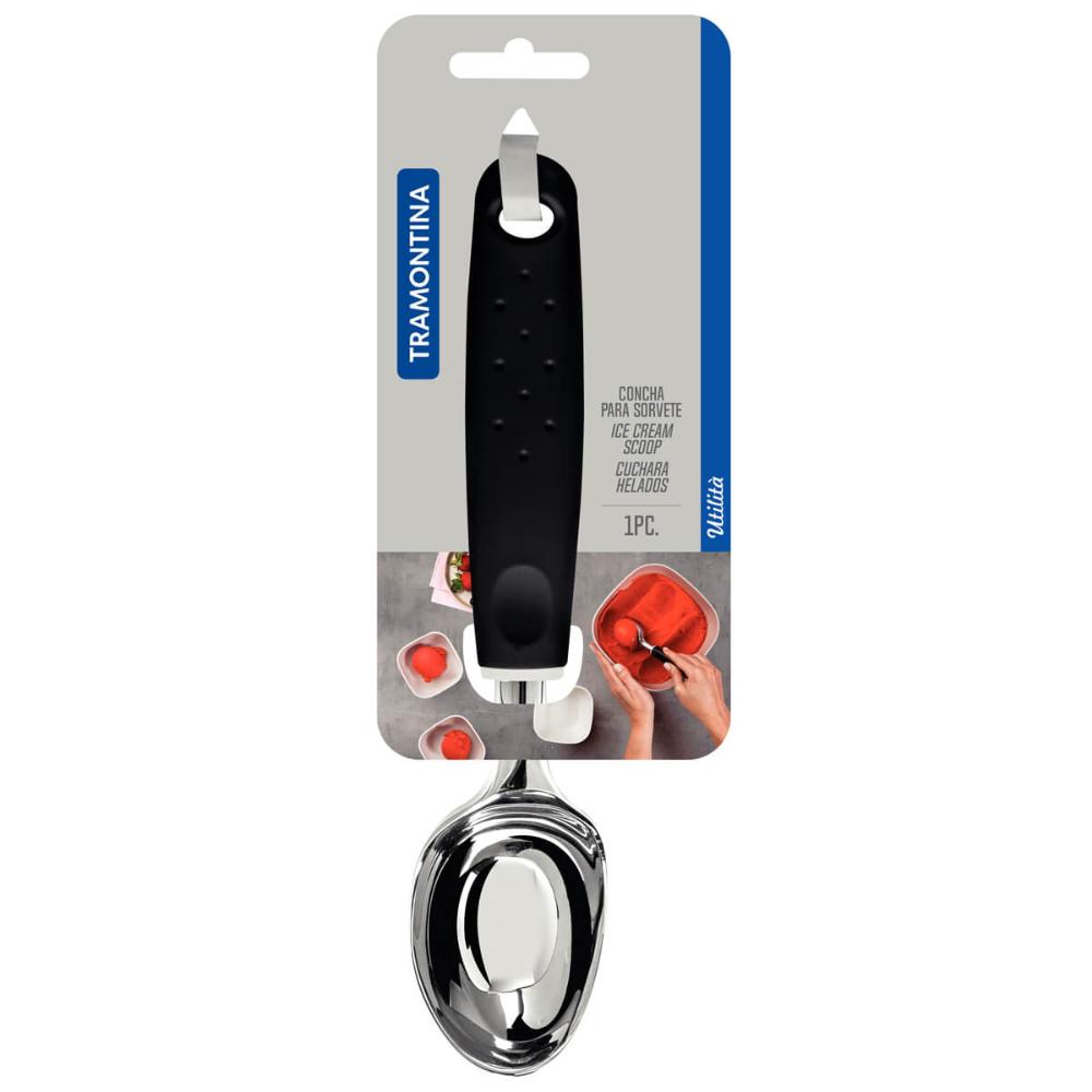 Kit 12 Pegadores Bola de Sorvete Tramontina Utilitá Concha Sorveteria Restaurante Preto 