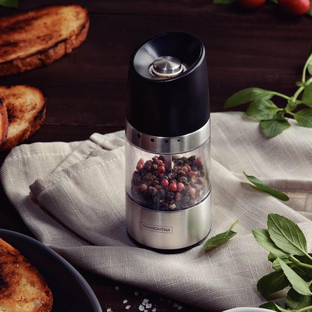 Kit 2 Moedores de Sal Pimenta Tramontina Realce Manual Temperos Especiarias Aço Inox Acrílico