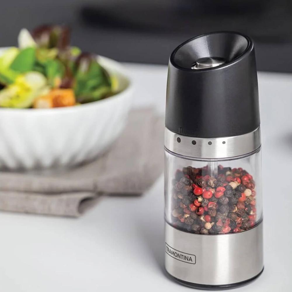 Kit 2 Moedores de Sal Pimenta Tramontina Realce Manual Temperos Especiarias Aço Inox Acrílico