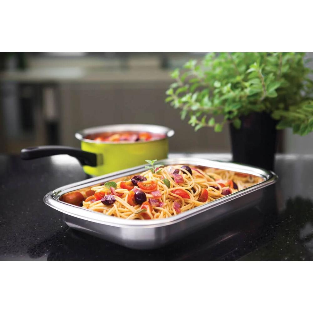 Kit 2 Travessas Assar Servir Tramontina Cosmos em Aço Inox c