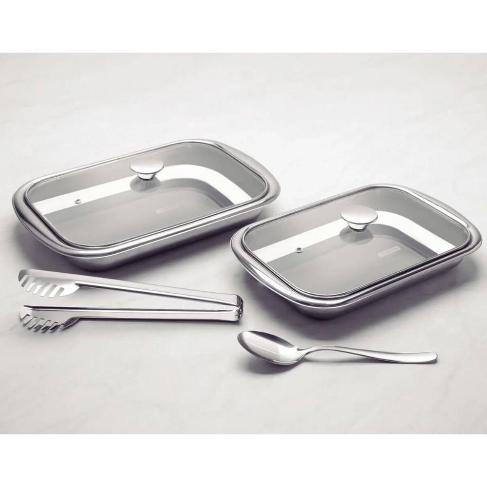 Kit 2 Travessas Assar Servir Tramontina Cosmos em Aço Inox c