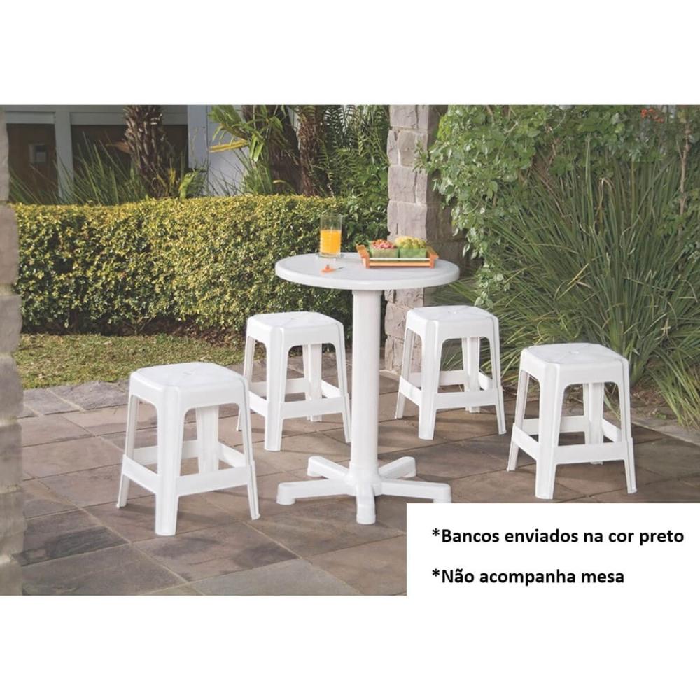 Kit 3 Banquetas Tramontina Preta Plástico Niterói ECO Banco