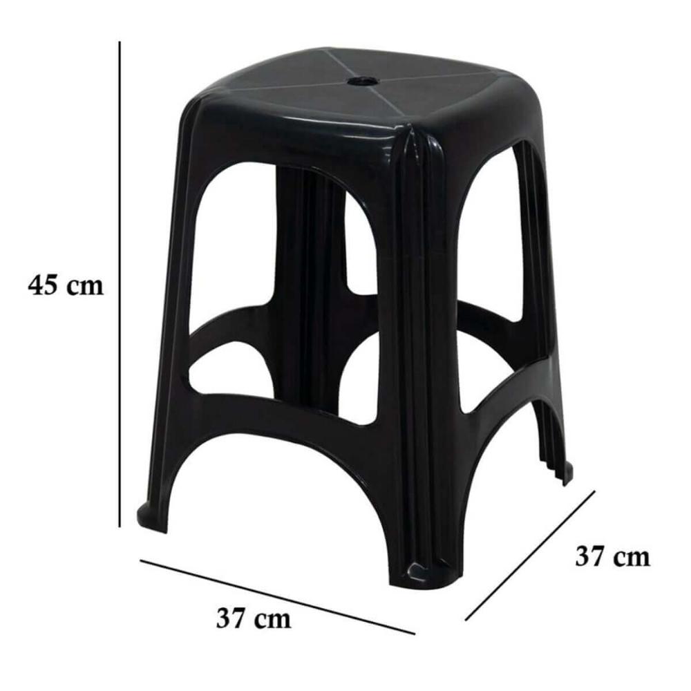 Kit 3 Banquetas Tramontina Preta Plástico Niterói ECO Banco