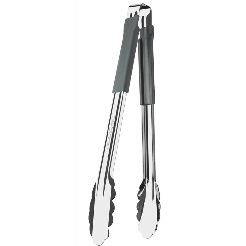 Kit 5 Pegadores Inox 30cm Tramontina Utilitá Cabo Emborrachado Cinza Carne Legumes