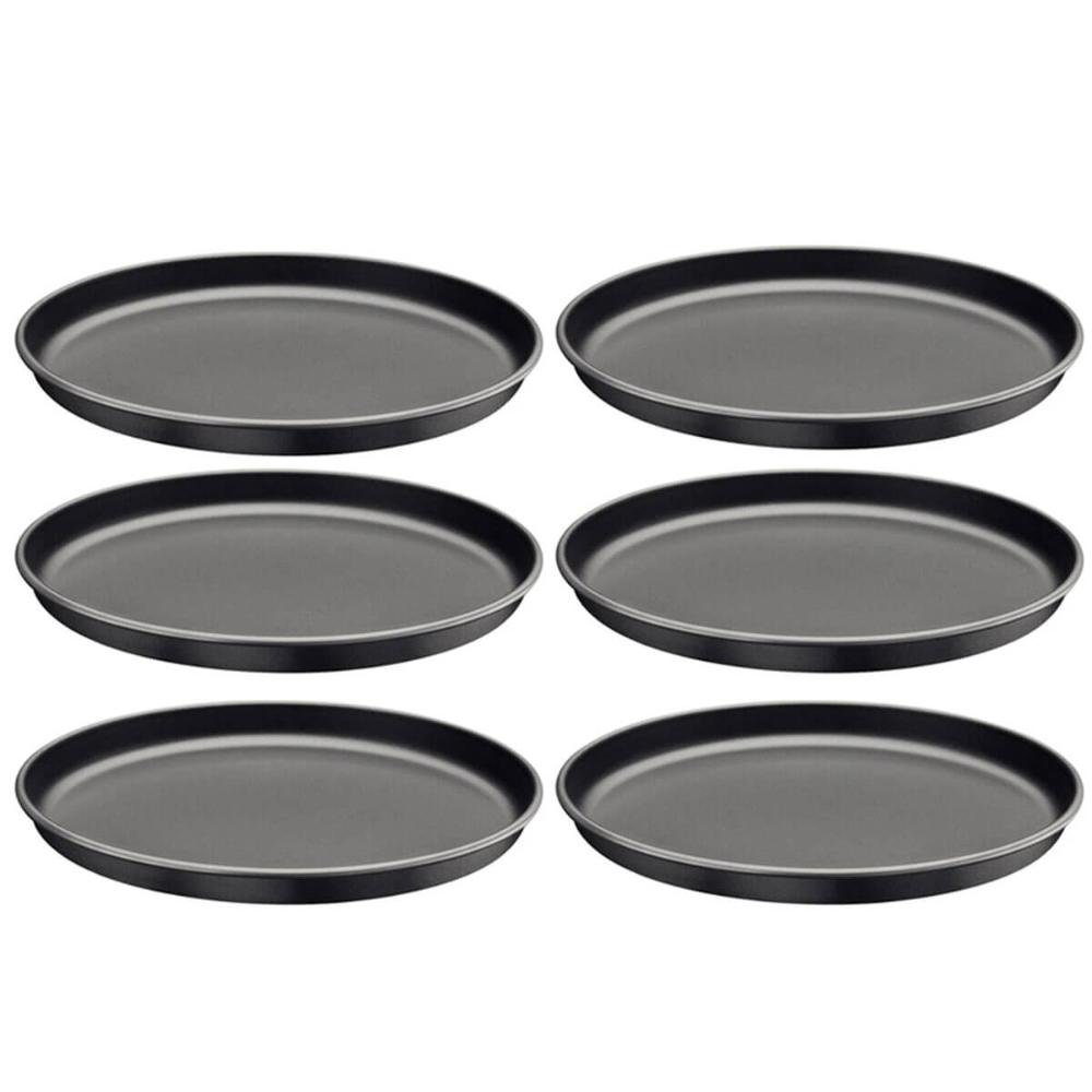 Kit 6 Assadeiras Redonda Pizza 30cm Tramontina Brasil em Alumínio Antiaderente Starflon Max Grafite