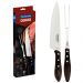 Kit Churrasco Garfo e Faca 8' Tramontina Jogo Trinchante Aço Inox Madeira Polywood Castanho