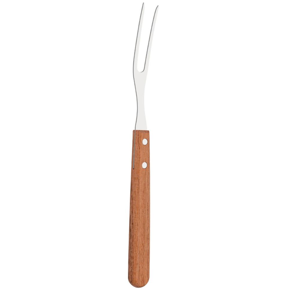 Kit Churrasco Tramontina Faca Chef 8' Garfo Trinchante Tábua Madeira Natural Aço Inox 3pçs