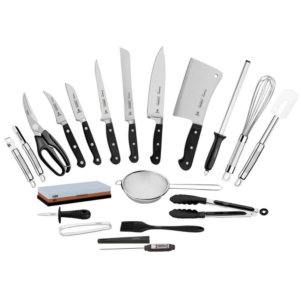 Kit Facas para Chefs Tramontina Century com Lâminas em Aço Inox e Maleta 20 Peças