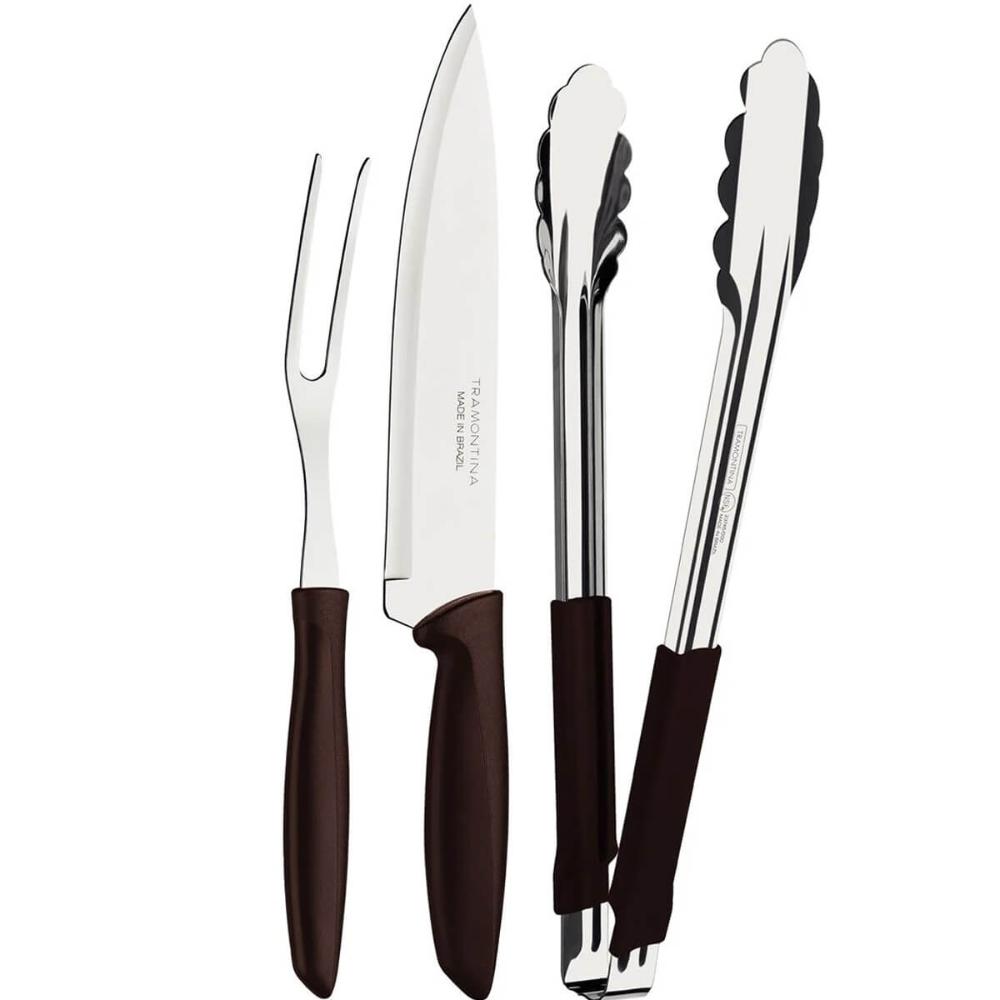 Kit Garfo Trinchante Pegador Faca Churrasco 8'' Tramontina P