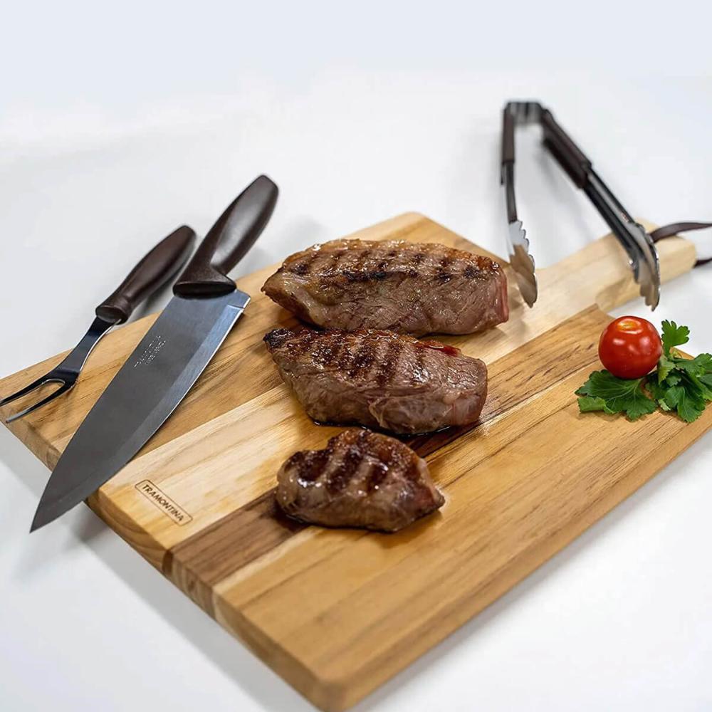 Kit Garfo Trinchante Pegador Faca Churrasco 8'' Tramontina P