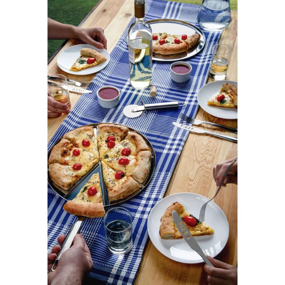Kit Para Pizza em Aço Inox 12 Talheres 1 Espátula e 1 Cortad