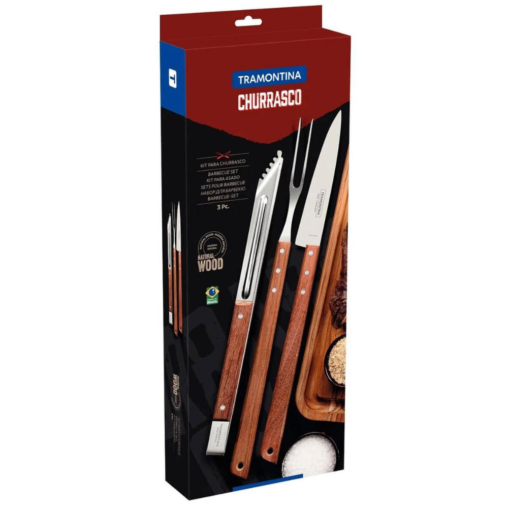 Kit para Churrasco Tramontina em Aço Inox e Madeira Faca Peg
