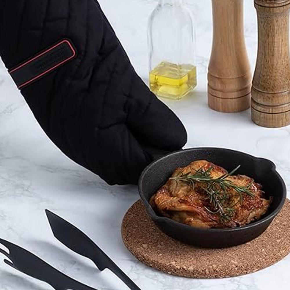 Luva Térmica Cozinha Tramontina Churrasco 100% Algodão 40cm Preta Grelha Forno Churrasqueira