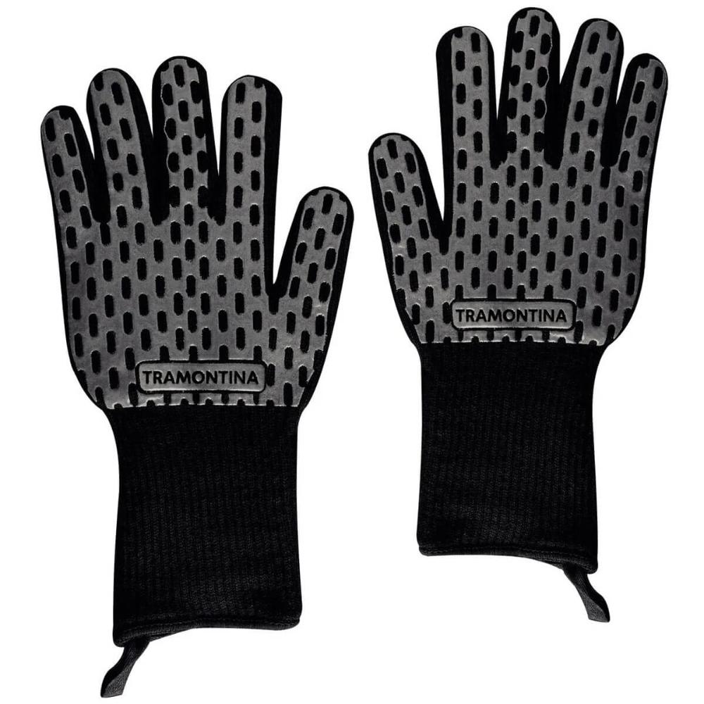 Luvas para Churrasco Tramontina Black em Silicone e Poliéster Grelha Forno Churrasqueira
