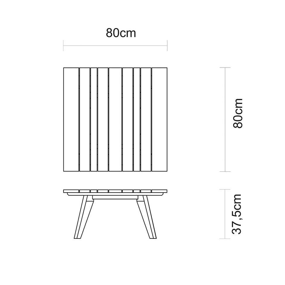 Mesa de Centro para Área Externa Quadrada Toscana Marrom 80 cm