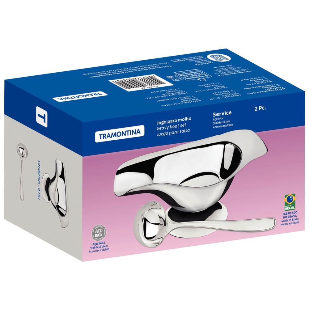 Molheira e Concha em Aço Inox Tramontina Service 190ml Kit para Molho Caldas 2pçs Servir