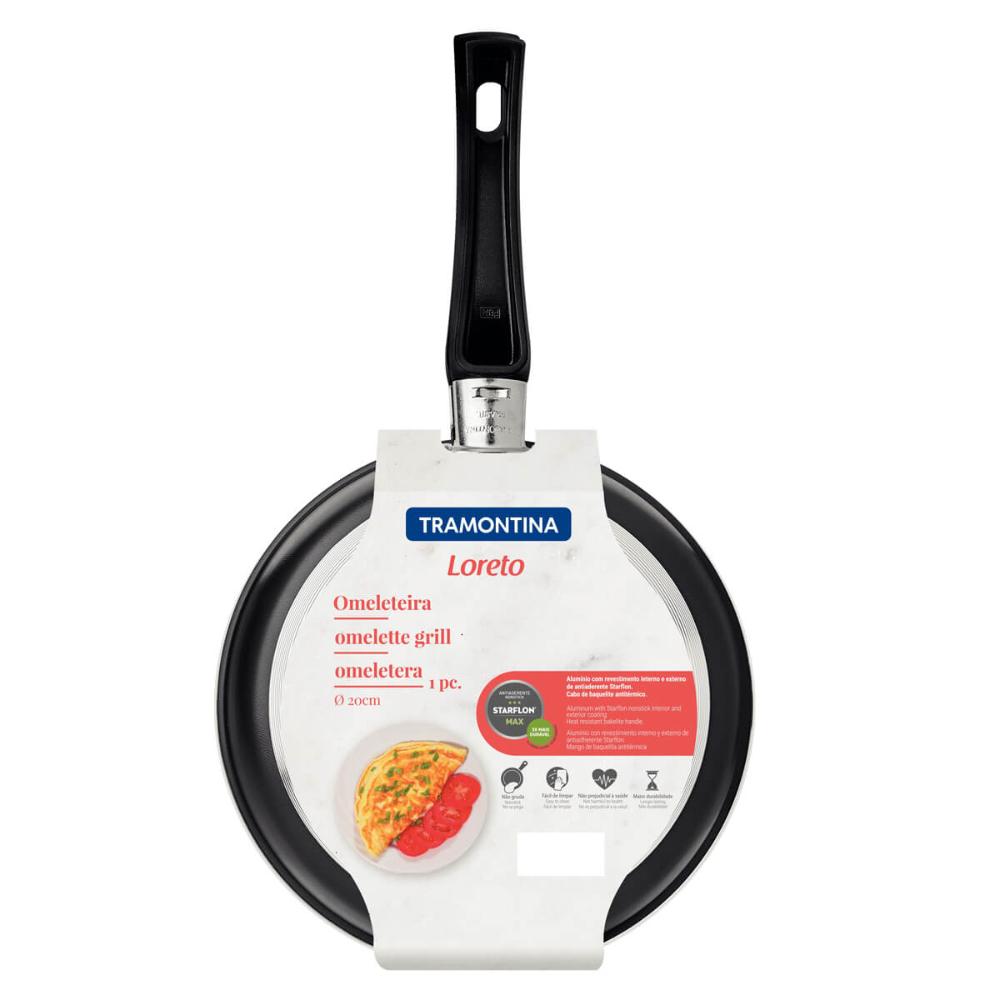 Omeleteira Alumínio Antiaderente Starflon Tramontina Frigideira Dupla 20cm Grafite