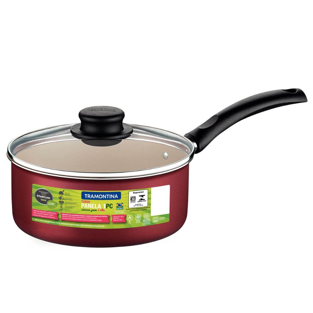 Panela Antiaderente Tramontina Turim Alumínio Vermelha 1,4 L