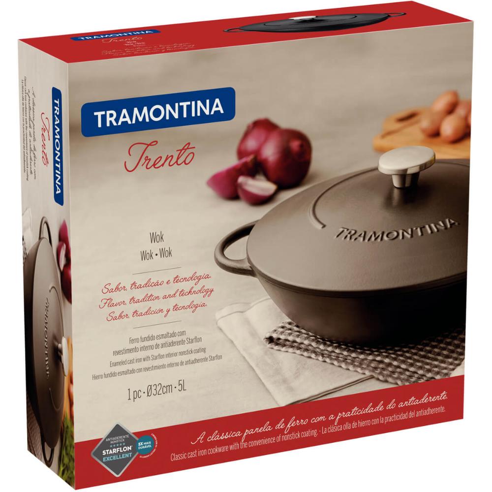 Panela Wok Tramontina Trento em Ferro Esmaltado Antiaderente