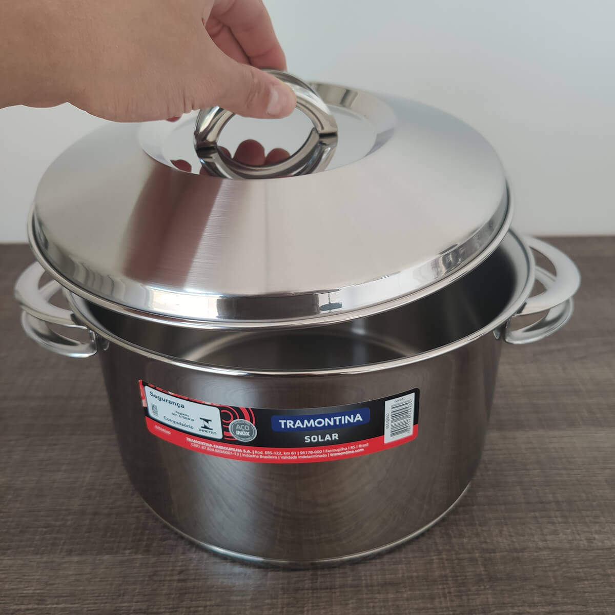 Panela de Fundo Triplo Caçarola Inox 6,1L com Tampa 24cm Tramontina Solar