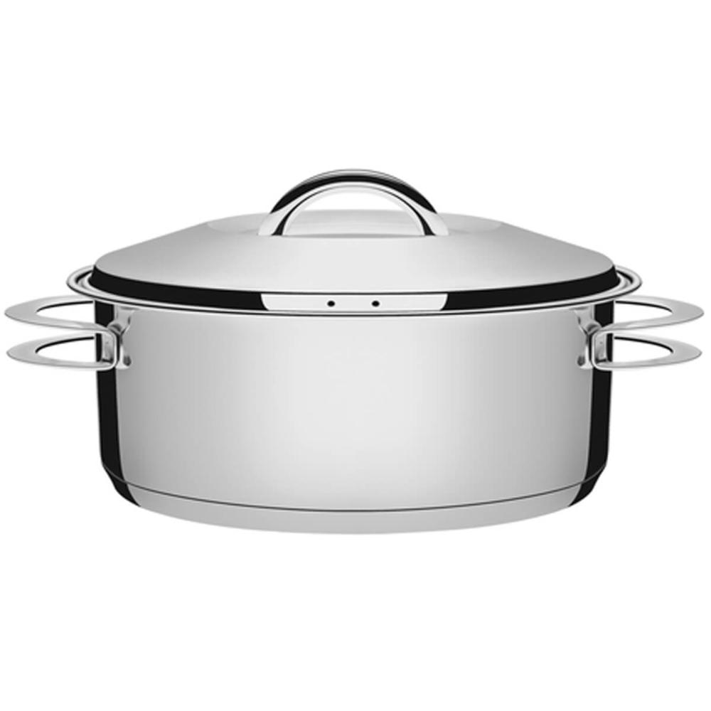 Panela de Fundo Triplo Caçarola Inox 7,1L Rasa com Tampa 28cm Tramontina Solar