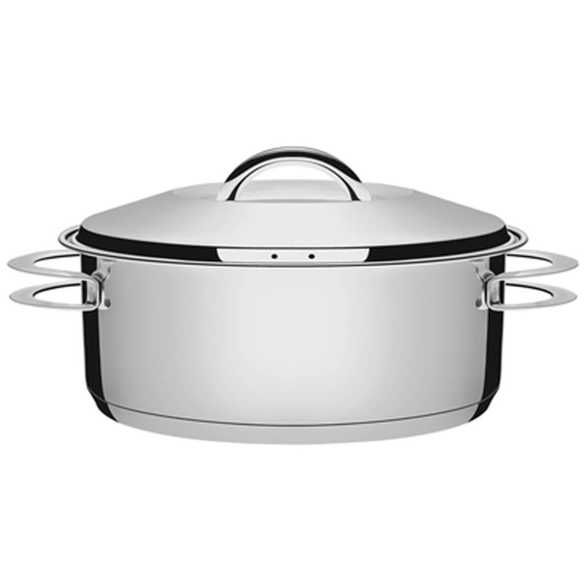Panela de Fundo Triplo Rasa 4,7L Caçarola Inox com Tampa 24cm Tramontina Solar