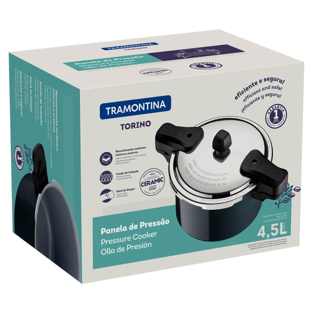 Panela de Pressão Tramontina 4,5L Torino Alumínio Revestimento Cerâmico 20cm Verde Petróleo