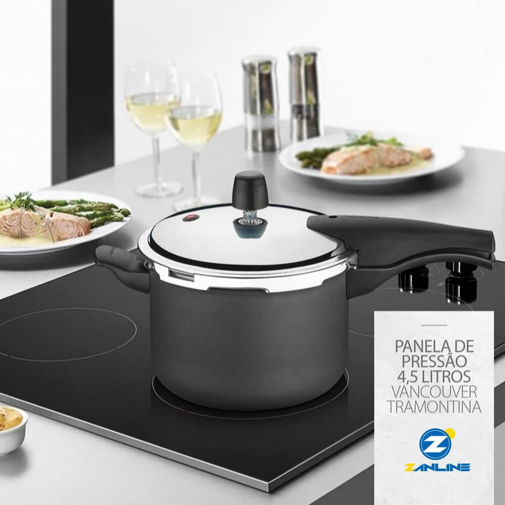 Panela de Pressão Tramontina Vancouver 4,5L Alumínio Antiaderente Starflon Max Grafite 20cm