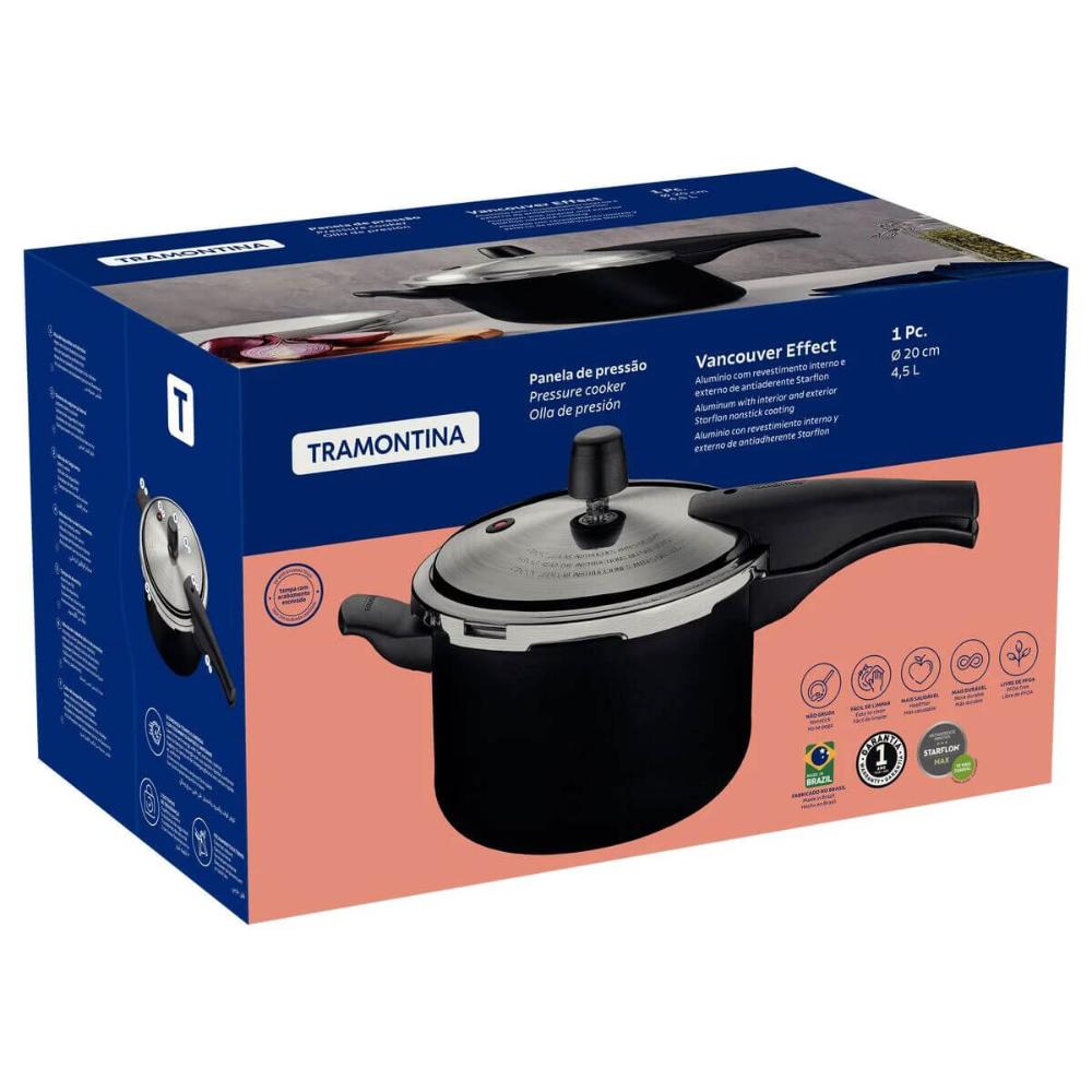 Panela de Pressão Tramontina Vancouver Effect em Alumínio Antiaderente 20cm 4,5L