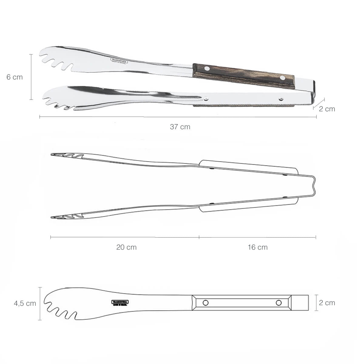 Pegador Carne Inox Polywood Churrasco Cabo Castanho Tramontina