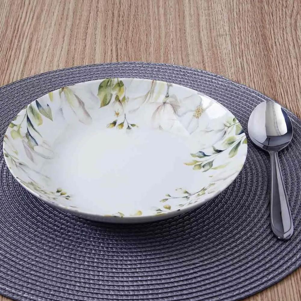 Prato Fundo Tramontina Magnólia Porcelana Decorada 22cm Avulso Mesa Posta