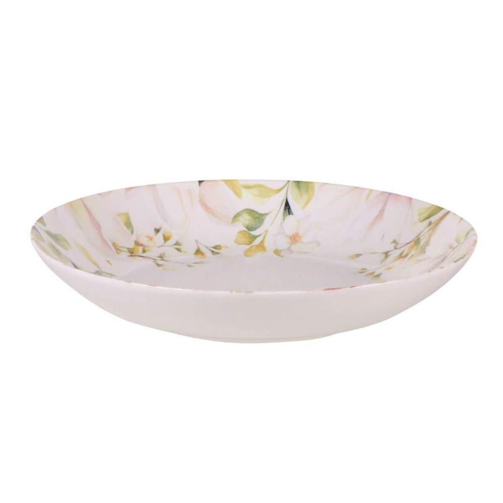 Prato Fundo Tramontina Magnólia Porcelana Decorada 22cm Avulso Mesa Posta