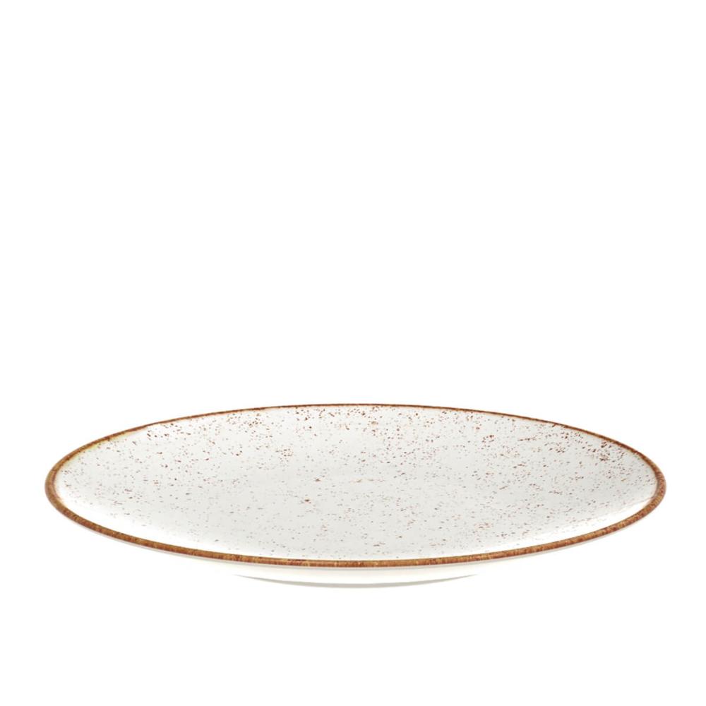 Prato Sobremesa Tramontina Rústico Marrom em Porcelana Decorada 21cm Mesa Posta