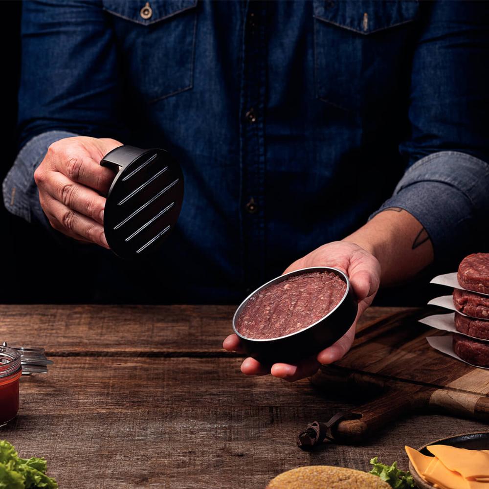 Prensador para Hambúrguer Artesanal Tramontina Black Burger Molde Forma Prensa Caseira
