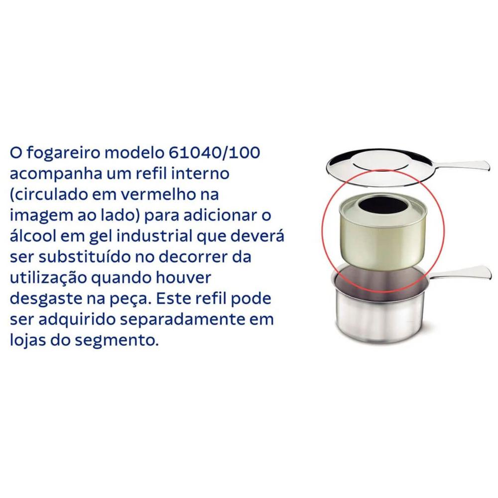 Rechaud Tramontina Redondo 4,3l Inox Tampa Vidro Fogareiro Banho Maria