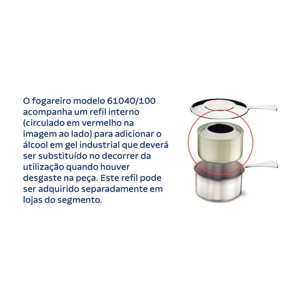 Rechaud Tramontina Redondo 4,3l Inox com Tampa de Vidro e Fogareiro Banho Maria