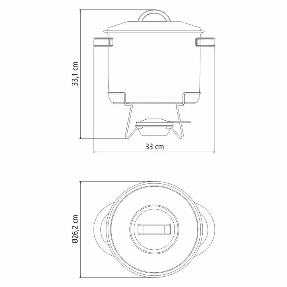 Rechaud Tramontina Solar 7,8L Aço Inox Fundo Triplo com Fogareiro e Tampa de Inox