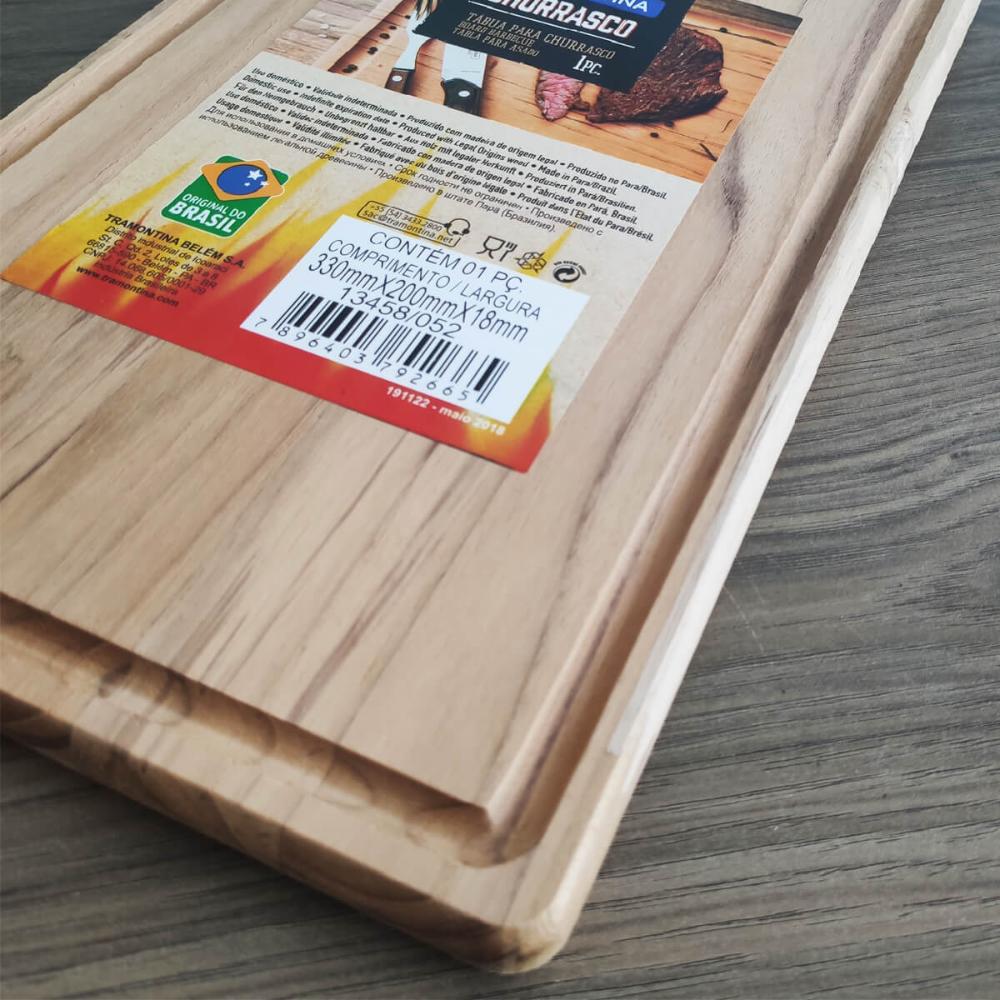 Tábua De Corte Retangular 33cmx20cm Tábua De Churrasco Madeira Teca Tramontina