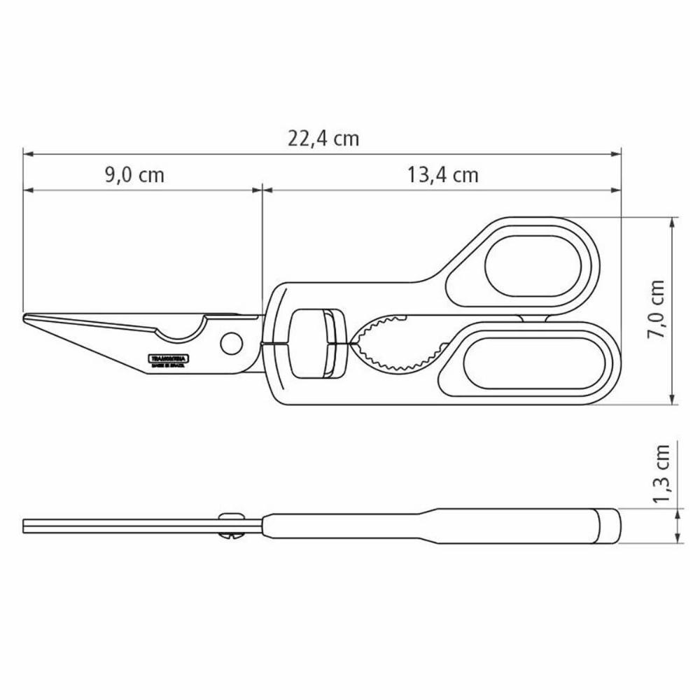 Tesoura Trinchante Inox 9' Cortar Frango Carne Tramontina Supercort Cozinha Multiuso Onix