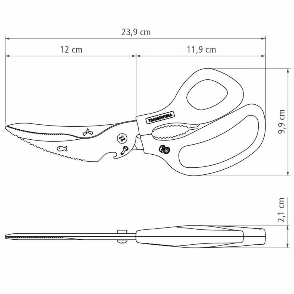 Tesoura Trinchante Tramontina Profissional Inox de Cozinha para Cortar Temperos Frango Multiuso